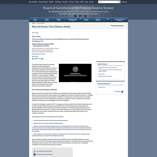 Federal Reserve News & Events - 2 Column