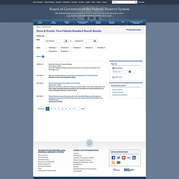 Federal Reserve News & Events - 2 Column