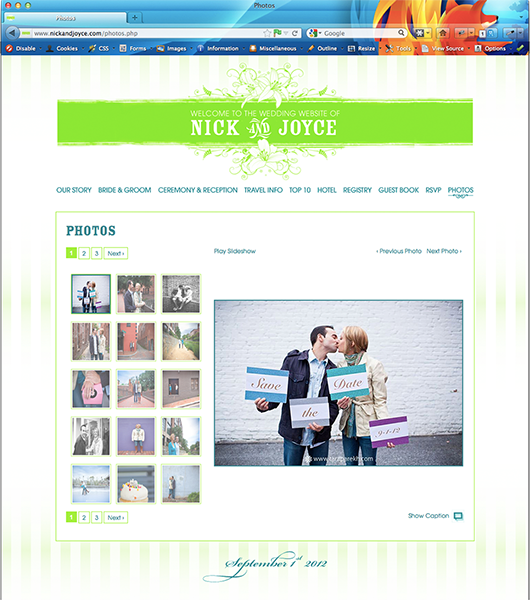 Nick and Joyce Wedding Website