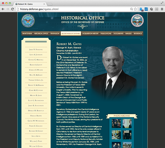 Historical Office of the Secretary of Defense Website