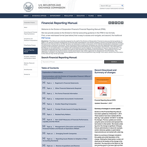 SEC.gov Financial Reporting Manual